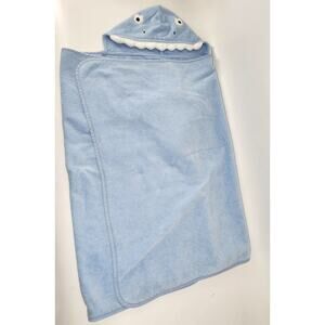 Pottery Barn Kids Baby Hooded Shark Wrap Bath Towel 100% Cotton Soft Terry Blue